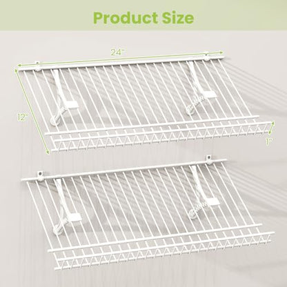 Tangkula 2 Pack Wall Mounted Shoe Rack, Sloping Shoe Organizer with Heightened Edge & Strong Brackets, Hanging Shoe Shelves for Entrance, Hallway, Bedroom, Space Saving