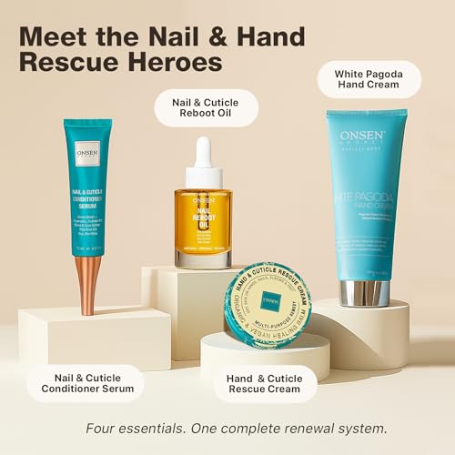 Onsen Hand & Cuticle Rescue Cream | Organic Nail Strengthener & Balm | Dry, Cracked Hands, Elbows & Feet | Shea Butter, Tsubaki & Jojoba Oil | Nail Repair & Growth, Vegan - 1 Pack (2.4 fl. oz) - size: 2.4 Ounce (Pack of 1)