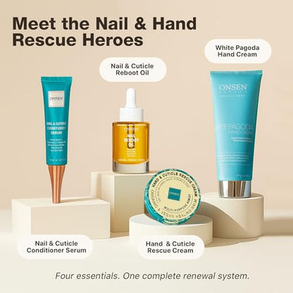 Onsen Hand & Cuticle Rescue Cream | Organic Nail Strengthener & Balm | Dry, Cracked Hands, Elbows & Feet | Shea Butter, Tsubaki & Jojoba Oil | Nail Repair & Growth, Vegan - 1 Pack (2.4 fl. oz) - size: 2.4 Ounce (Pack of 1)