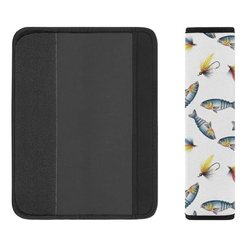 2PCS Watercolor Fishermen Lures Seat Belt Cover Breathable Automotive Seat Belt Protector for Adult Use, Most Cars, Pressure Relief - color: Pattern 1058