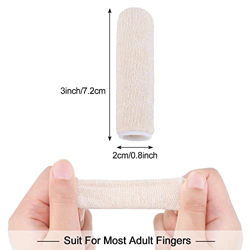 Geyoga 50 Pieces Cotton Finger Cots, 3 Inch Elastic Finger Toe Sleeves, Thumb Protector Fingertips Protective Cushion, Moisture Wicking for Men Women