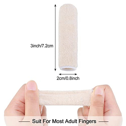 Geyoga 50 Pieces Cotton Finger Cots, 3 Inch Elastic Finger Toe Sleeves, Thumb Protector Fingertips Protective Cushion, Moisture Wicking for Men Women