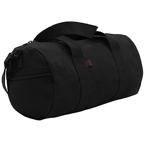 Rothco Heavy-Duty Canvas Shoulder Duffle Bag - Rugged Travel Gym Gear Equipment Bag - color: Black, size: 17 Inches