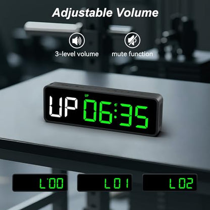 Portable Gym Timer Clock: Fitness Digital Clock with Strong Magnet | Remote Control for Fitness Enthusiasts - Powerful Battery for Home Gym Garage Boxing Crossfit - color: Green+black