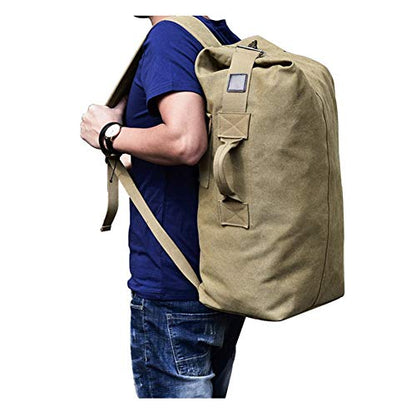 Large Capacity Travel Climbing Bag Tactical Military Duffel Bag Top Load Double Strap Canvas Backpack - color: Tan