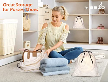MISSLO Cotton Breathable Dust-proof Drawstring Storage Pouch Bag (Pack 3 M) - size: M