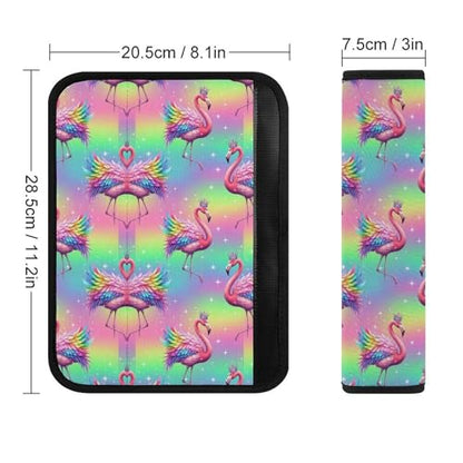 Universal Fit Seat Belt Shoulder Pad for Adult Use, Most Cars, 2 Pack Flamingo Pink Rainbow Harness Pads Strap Pressure Relief - color: Pattern 767