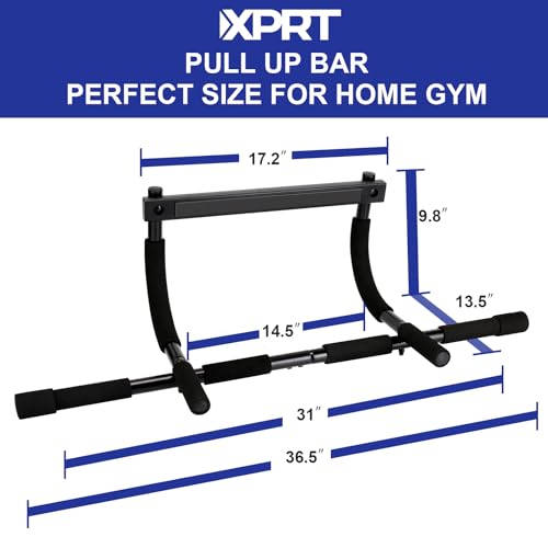 XPRT Fitness Doorway Pull Up Bar - Heavy Duty 300lb Capacity Multi-Grip Chin Up Bar for Home Gym, Upper Body Workout Equipment with Comfortable Foam Grips