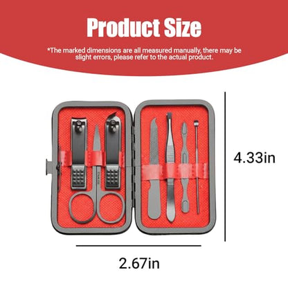 Grooming Kit Home and Travel-Manicure Set 7, Nail Clipper Set, Portable Nail Kit, Travel Nails Kits(Black) - color: Black, size: 7 Piece Set