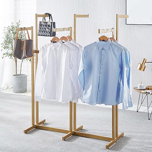 Floor Standing Metal Garment Rack - Heavy Retail Display Racks With Wheels, 8 Arms Clothing Rack, Square Tubing Portable Shirt Racks, Merchandise Display For Hanging Clothes (L-gold) - color: L-gold