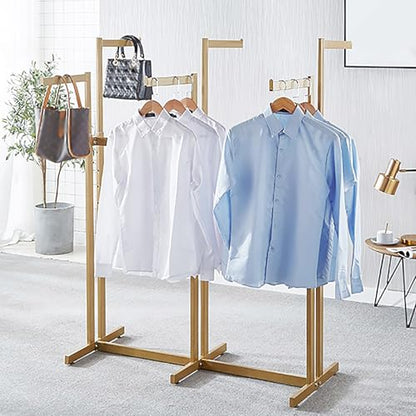 Floor Standing Metal Garment Rack - Heavy Retail Display Racks With Wheels, 8 Arms Clothing Rack, Square Tubing Portable Shirt Racks, Merchandise Display For Hanging Clothes (L-gold) - color: L-gold