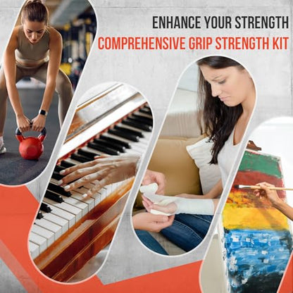 TEAWOO 4-Pack Grip Strength Trainer Kit, Adjustable Forearm Strengthener, Black Hand Grip Strengthener Balls, Finger Exerciser & Stretcher for Strength Training, Recovery & Flexibility
