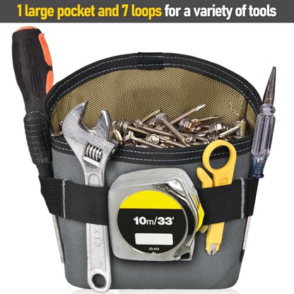 Tool Pouch Nails Screws Bag with Belt Clip (XL, Gray) - color: gray
