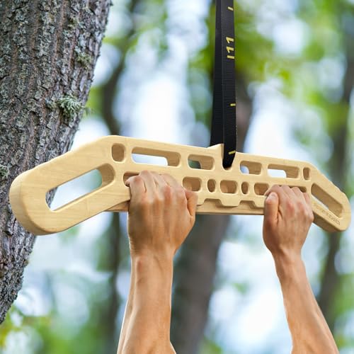 POWER GUIDANCE Wooden Hangboard Portable Rock Climbing Hangboard with Suspension Training Function, Enhance Finger Grip Strength, Indoor and Outdoor Use - size: set