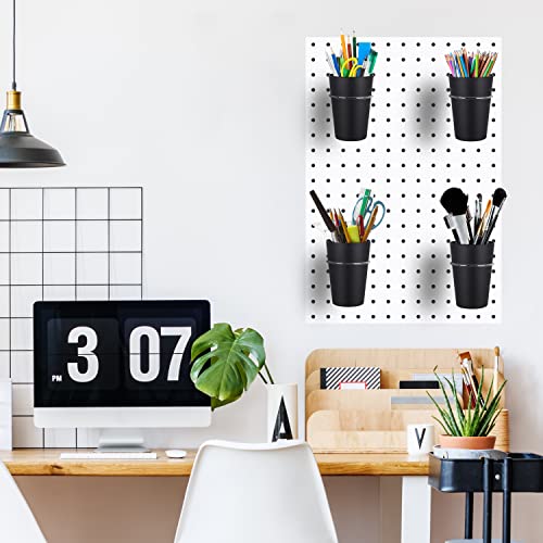 Kuhome 6 Set Ring Style Pegboard Hooks with Pegboard Cups, Black, Stainless Steel & Plastic, Ideal for Craft Room, Work Bench, Garage - color: Black