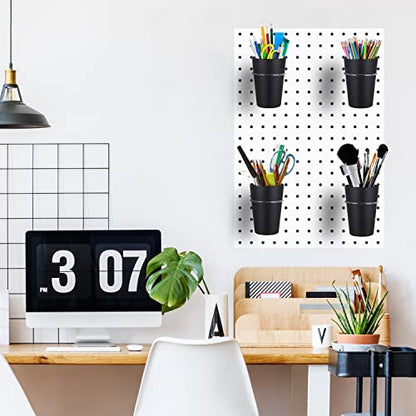 Kuhome 6 Set Ring Style Pegboard Hooks with Pegboard Cups, Black, Stainless Steel & Plastic, Ideal for Craft Room, Work Bench, Garage - color: Black