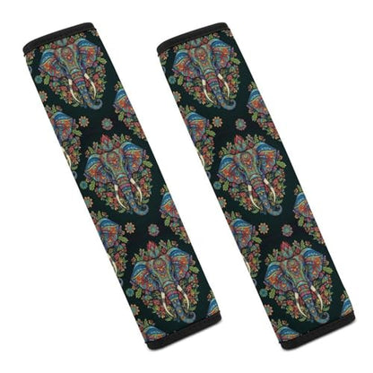 2 Pack Mandala Elephant Car Seat Belt Pad Soft Padded Automotive Seat Belt Protector for Child, Stroller Pushchair High Chair, Shock Absorption - color: Pattern 16