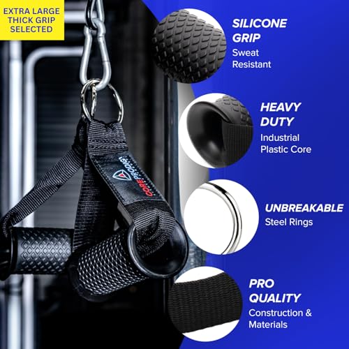 Core Prodigy Heavy Duty Exercise Handles - Grip Attachments for Cable Machine Pulleys, Gym Equipment, Resistance Bands, and Weight Lifting - style: Fat / Thick