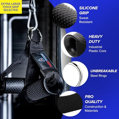 Core Prodigy Heavy Duty Exercise Handles - Grip Attachments for Cable Machine Pulleys, Gym Equipment, Resistance Bands, and Weight Lifting - style: Fat / Thick