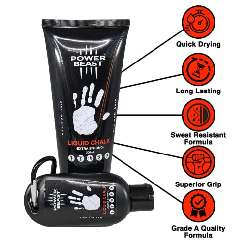 Liquid Chalk Combo 200 + 50 ML + Chalk Ball 2.2 oz. Liquid Sports Chalk, Professional Hand Grip for Gym, Weightlifting, Rock Climbing, Gymnastics, Crossfit, Powerlifting, Pole Dance.