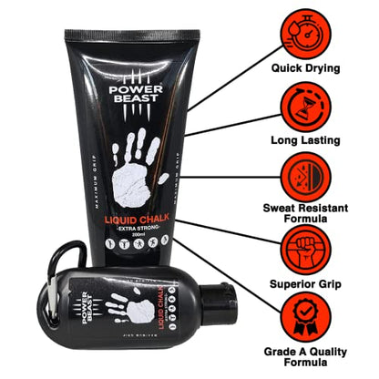 Liquid Chalk Combo 200 + 50 ML + Chalk Ball 2.2 oz. Liquid Sports Chalk, Professional Hand Grip for Gym, Weightlifting, Rock Climbing, Gymnastics, Crossfit, Powerlifting, Pole Dance.