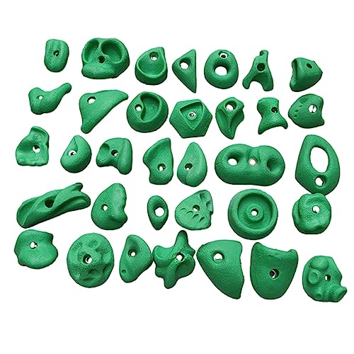 35pcs Rock Climbing Holds - Red Green Orange White, Heavy Duty Outdoor Waterproof Climbing Grips, Building Large Climbing Walls for Kids (Color : Green 35pcs, Size : Wall Installation)