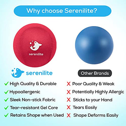 Serenilite Stress Balls for Adults, Squeeze Ball for Hand Therapy, Stress Ball, Hand Exercisers for Therapy & Grip Strengthening, Physical Therapy Balls, Hand Grip Strengthener. - color: Blue and Red