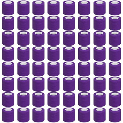 Treela 64 Pack 2 Inch X 5 Yard Self Adherent Cohesive Wrap Bandages Breathable Athletic Tape Self Adhesive Bandage Tape Elastic Rolls for Wrist Ankle(Dark Purple) - color: Dark Purple, size: 2 Inch X 5 Yard