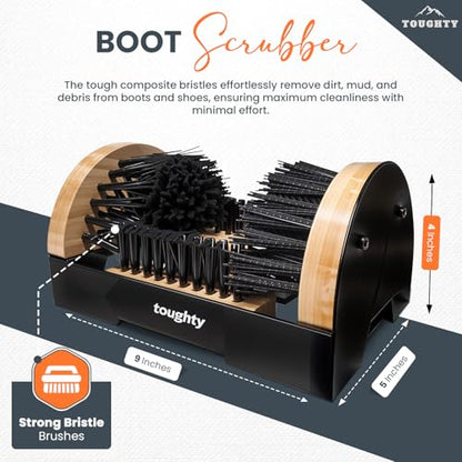 Toughty Boot Scrubber - Heavy-Duty All-Weather Shoe Cleaner with Scraper Brushes - Mountable Indoor & Outdoor Dirt Remover for Entryway & Worksites - Rugged Boot Cleaning Tool for Men & Women - style: Boot Scrubber