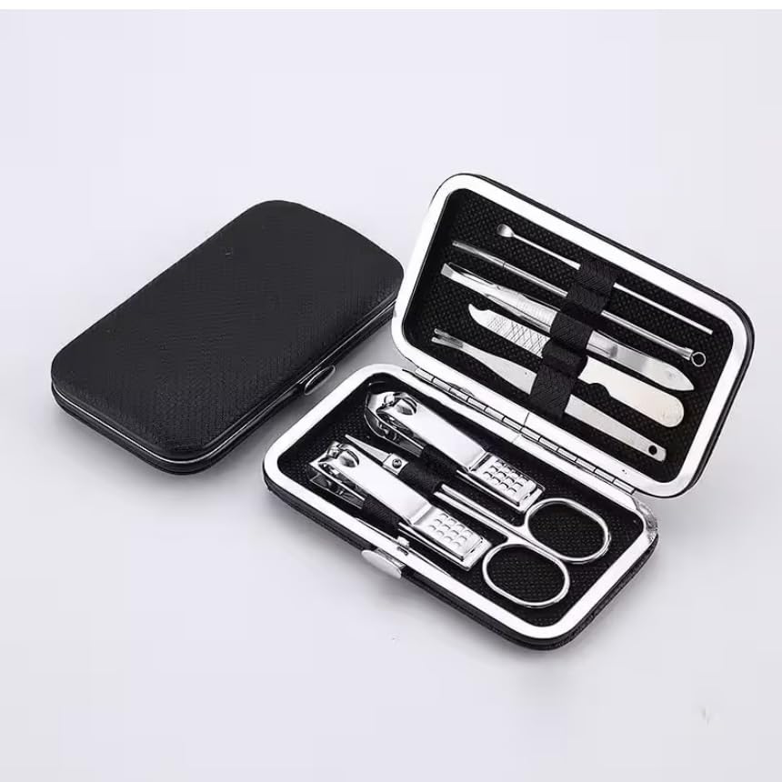Professional Nail Care Set, Nail Clippers Set, Fingernail and Toenail Clipper Cutters, Manicure Set, Pedicure Set, 8 Pieces Stainless Steel, Men's Grooming Kit, Nail Care Tools with Travel Case.