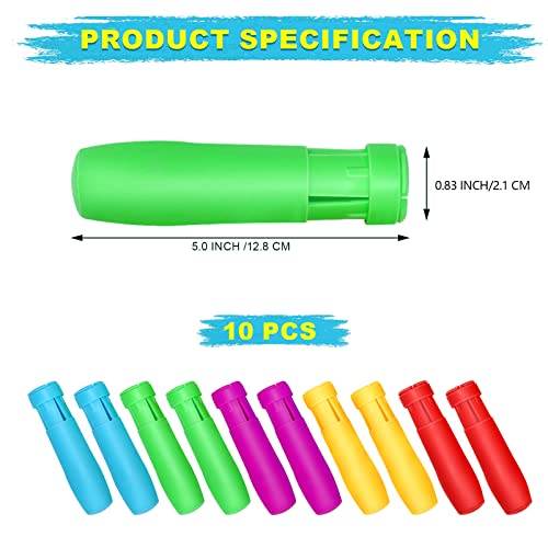 Windspeed Sidewalk Chalk Holder - 10 Pcs Railroad and Jumbo 1 Inch Plastic Holders for Kids, Teachers, Students, School, Office and Artists