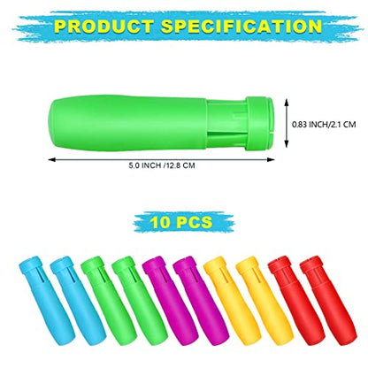 Windspeed Sidewalk Chalk Holder - 10 Pcs Railroad and Jumbo 1 Inch Plastic Holders for Kids, Teachers, Students, School, Office and Artists