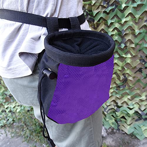 Chalk Bag,Rock Climbing Gear,Metal Powder Bags，with Zippered Pocket and Adjustable Waistband，Suitable for Fitness, Rock Climbing, Track and Field, Weightlifting, Billiards Chalk Bag (Purple)