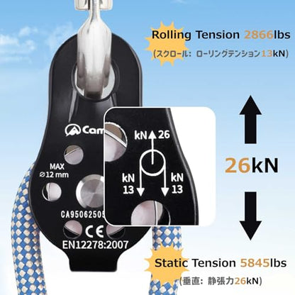 Azarxis Climbing Pulley 26kN Fixed Plate Aluminum Alloy Rope Pulley Small Micro for Rescue Climbing Hauling Zipline Rigging Rappelling Heavy Duty (Blue - 26 kN) - color: Blue