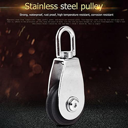 KANASI Fitness Bearing Pulley, Stainless Steel Dual Bearings Nylon Wheel Mute Pulley Block for Gym Equipment and Outdoor Rope Tools