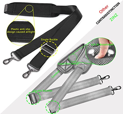ZINZ Shoulder Strap 58" Ultra-Thick Fixed Padded and Adjustable Buckles Crossbody Strap for Briefcase Laptop Bag Luggage - color: Gray