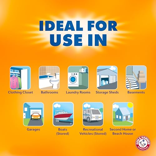 Arm & Hammer Essentials Disposable Moisture Absorber and Odor Eliminator Tub, Fragrance Free, 1 lb., Attracts and Traps Excess Moisture, Ideal Closet Dehumidifier (Pack of 3)