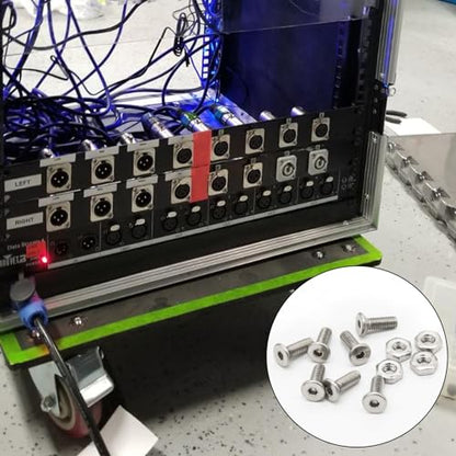 50 Sets D Series Panel Screws and Nuts Kit Panel Mount Connector M2.5 x 8 mm Stainless Steel Screw Audio Server Rack Mounts Screws for Attaching D Series Connectors to Panels, with A Hex Wrench