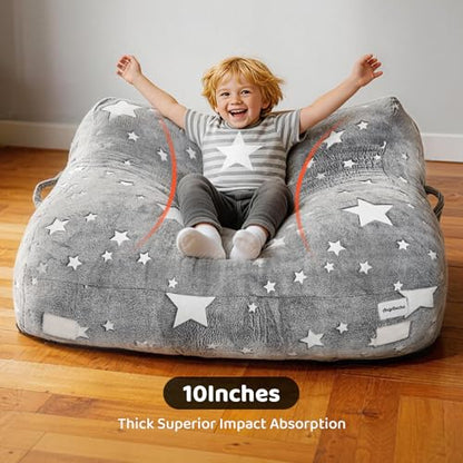 Crash Pad for Kids 3x4 Ft-Sensory Pad with 25D Shredded Foam&Removable Washable Cover,Soft Dutch Velvet Star Design,Non-Slip Sensory Mat for Autism,ADHD,Playroom