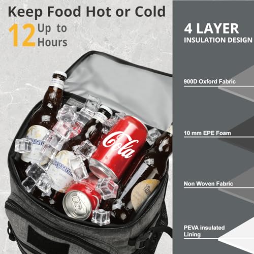 25L Insulated Cooler Backpack Water-Resistant Molle Cooler Bag for Camping | 25L Large Capacity Tactical Cooler Backpack Bag with Compartment Insulation Water-Resistant & Leakproof Durable & Comfortable - color: Gray