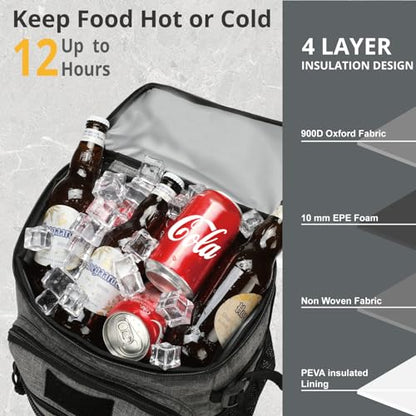 25L Insulated Cooler Backpack Water-Resistant Molle Cooler Bag for Camping | 25L Large Capacity Tactical Cooler Backpack Bag with Compartment Insulation Water-Resistant & Leakproof Durable & Comfortable - color: Gray