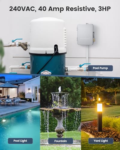 SURAIELEC Digital Pool Timer, 40 AMP 240V 3HP, 7-Day Pool Pump Timer Switch, Programmable Box for Swimming Pump, Hot Water Heater, Lights, Simultaneously Controls Up to 3HP Devices, Outdoor/Indoor Use - style: 240VAC 3HP