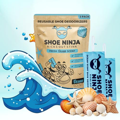 Shoe Ninja Shoe Deodorizer - Shoe Odor Elimination with Activated Charcoal, Versatile and Reusable Shoe Smell Remover, Boxing Glove Deodorizer, and Shoe Freshener, Great for Sports - 1 Pack Count of 2 - size: 1 Count (Pack of 2)