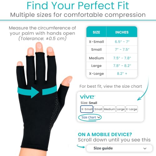 Vive Copper Infused Fingerless Arthritis Compression Gloves (Pair) - Relief | For Men, Women, Rheumatoid, Swelling, Carpal Tunnel, Tendonitis, Edema, Hand & Finger Pain - Comfortable Non-Slip (Medium) - size: Medium