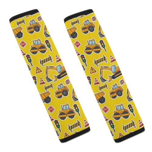 1 Pair Universal Soft and Comfortable Car Seat Belt Pad for Girls and Boys, Most Cars, Excavator Construction Truck Yellow Harness Pads Strap, Neck and Shoulder Support - color: Pattern 386