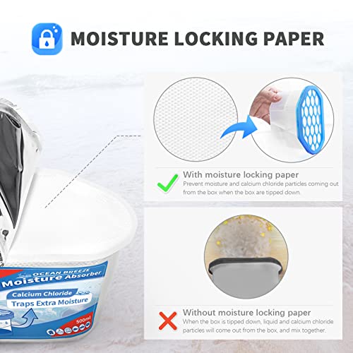 Vacplus Moisture Absorber, 10.5 OZ, Strong Absorption, Ocean Scent | Closet, Bathroom, Car, Odor Eliminator, Dehumidifier Bucket, 6 Pack - size: 10.5OZ