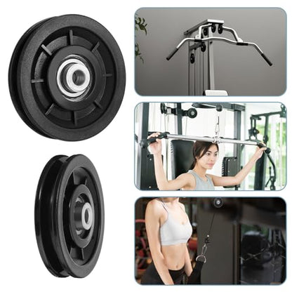 90mm/3.5" Universal Nylon Bearing Pulley Wheel Replace for Gym Equipment Part Cable Merchine, Wearproof Abration Bearing Pulley, Gym Equipment and Garage Door Pulley System(8 PCS)