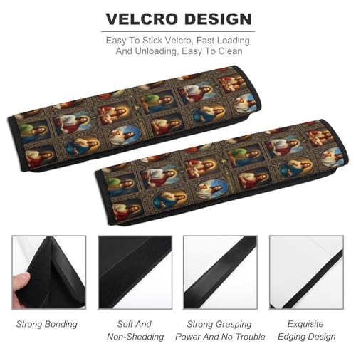 2 Pack Christian Jesus Religious Catholic Jesus Car Seat Straps Shoulder Pads Universal Fit Neck Strap Covers for Adults and Children, All Vehicles, Pressure Relief - color: Pattern 105