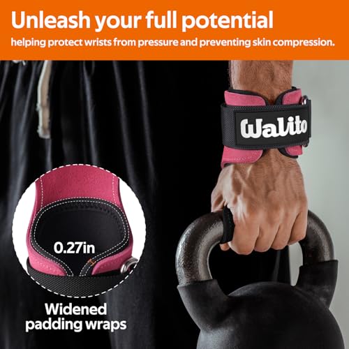 Weight Lifting Wrist Strap，Double Layer Leather Wrist Wraps with Neoprene Padding for Weightlifting & Deadlifts – Adjustable Gym Straps for Men & Women - color: Rose
