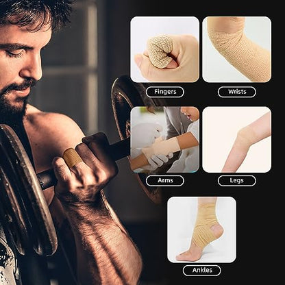 OK TAPE Self Adherent Cohesive Bandages Wrap 6Packs 4" x 5 Yards | Non-Woven Elastic for Thumb Finger Wrist Ankle Self Adhesive Bandage Wrap Breathable Vet Wrap Bandages Tape (Black) - color: Black, size: 4 In x 5 Yards